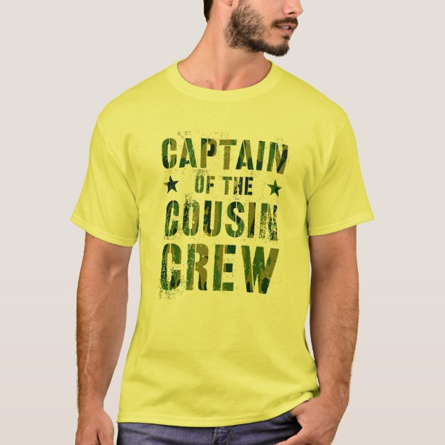 Camiseta CAPITÃO DA TRIPULAÇÃO DA COUSIN Camo Funny Avó Gra (Frente)