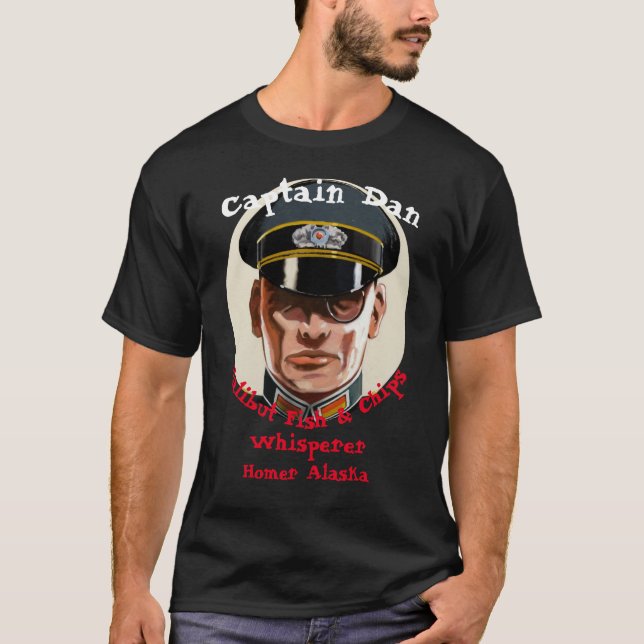 Camiseta Capitão Dan Halibut Fish and Chips Whisperer (Frente)