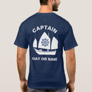 Camiseta Capitão de Barco Azul Marinho Náutico Anchor