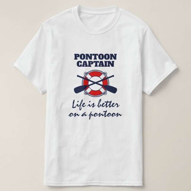 Camiseta Capitão de barco de Pontoon T-Shirt com citação en (Frente do Design)