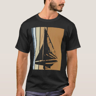 Camiseta Capitão de veleiro retrô Navio Catamarã Iate Vela