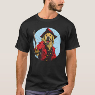 Camiseta Capitão do Cão Engraçado Pirata Retriever Dourado
