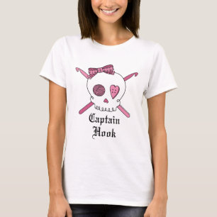Camiseta Capitão Gancho Crânio & ganchos de Crochet (rosa)