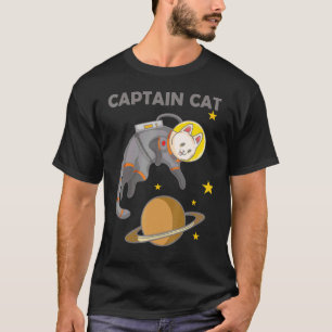 Camiseta Capitão Gato Planeta Astronauta Turista Gato Espac