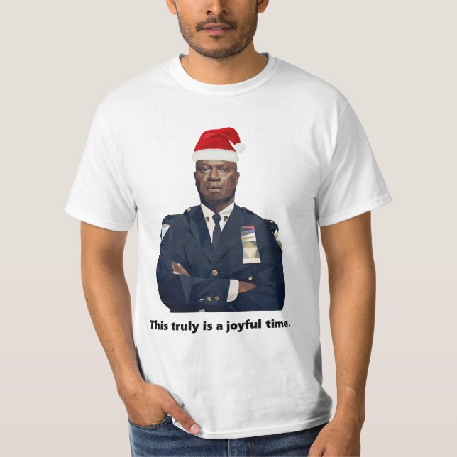 Camiseta Capitão Holt Christmas Este é um momento alegre (Frente)