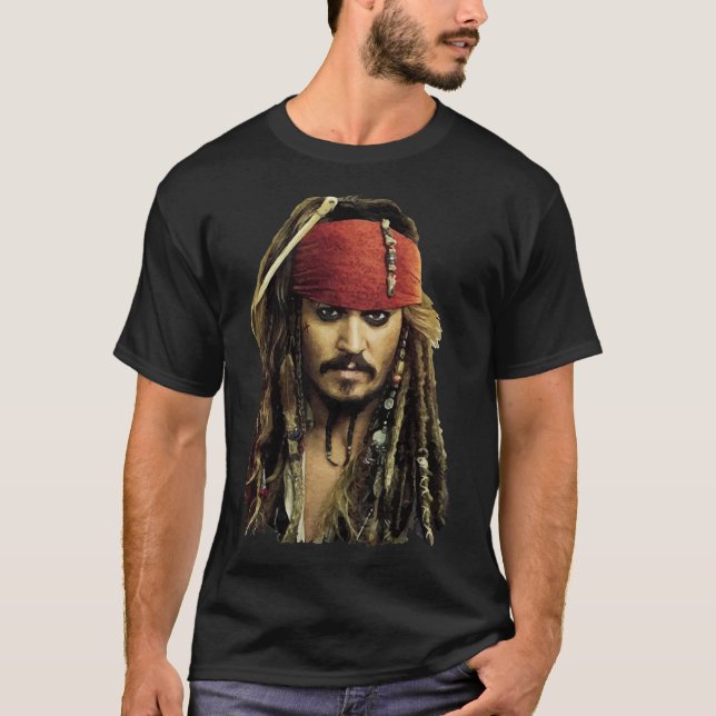 Camiseta Capitão Jack Sparrow Clássico T-Shirt (Frente)
