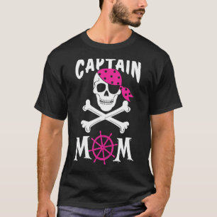 Camiseta Capitão Mãe Pirata Caveira e Crossbones Feliz Hall