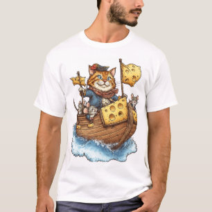 Camiseta Capitão Meowbeard – Gráfico de Gato Pirata Diverti