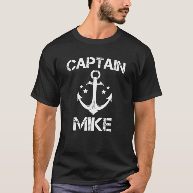 Camiseta CAPITÃO MIKE Funny Birthday Personalizado Boat (Frente)