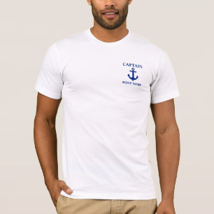Camiseta Capitão náutico Barco Nome Âncora