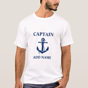Camiseta Capitão náutico Nome Âncora Corda