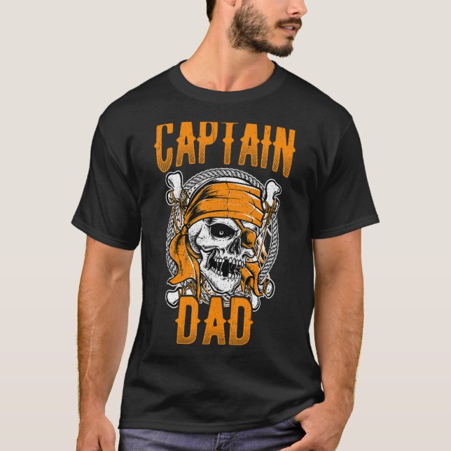 Camiseta Capitão Pai Halloween Spooky Idea Pirata 1 (Frente)