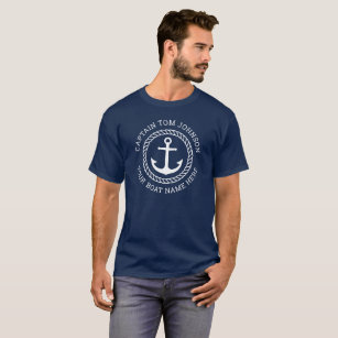 Camiseta Capitão personalizado e marinho azul da âncora do 