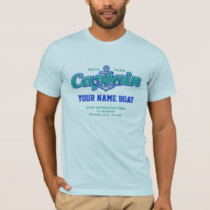 Camiseta Capitão personalizado Nome Barco Ano e mais