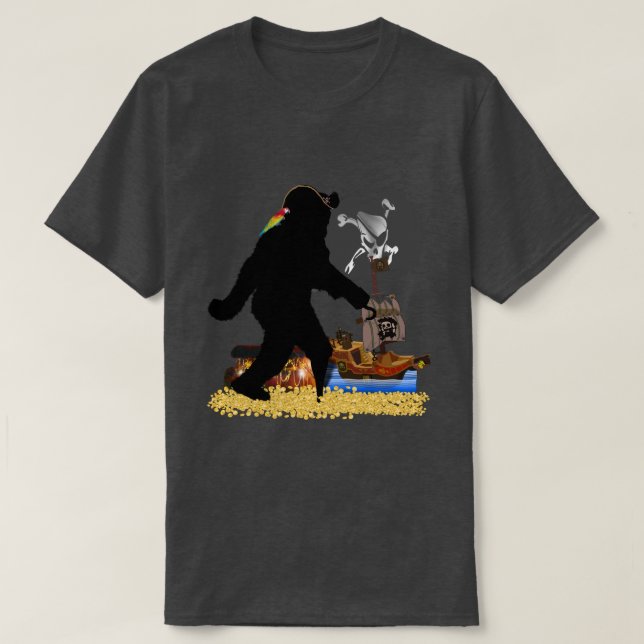 Camiseta Capitão Pirata Treasure Chest Sasquatch (Frente do Design)