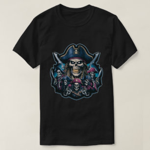 Camiseta Capitão Pirate e sua equipe de esqueleto