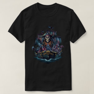 Camiseta Capitão Pirate e sua equipe de esqueleto