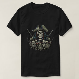 Camiseta Capitão Pirate e sua equipe de esqueleto