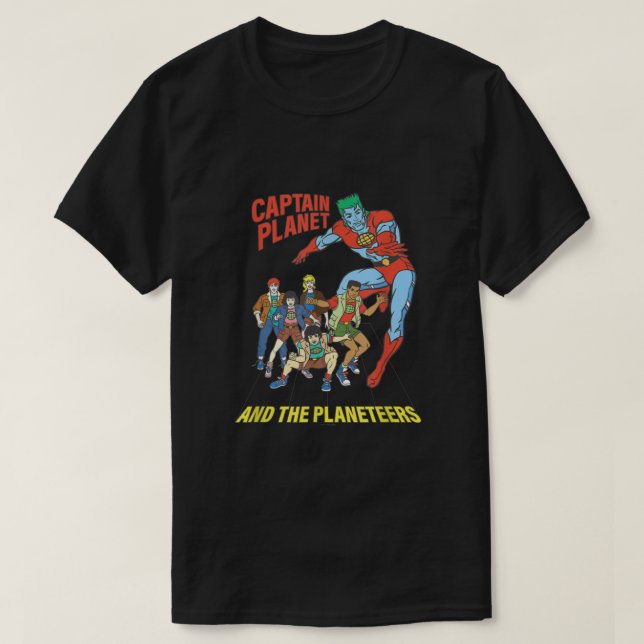 Camiseta Capitão Planetário Logotipo Retroativo Unido (Frente do Design)