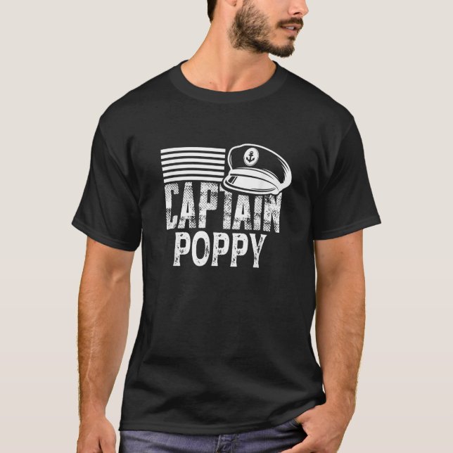 Camiseta Capitão Poppy Navegando Capitão Hat Proprietário d (Frente)