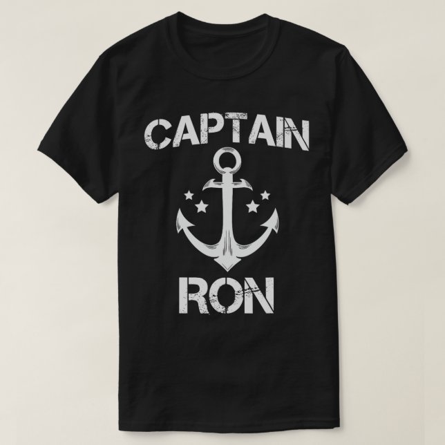Camiseta CAPITÃO RON Funny Birthday Personalizado Boat (Frente do Design)