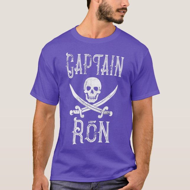 Camiseta Capitão Ron Vintage Barco Pirata Personalizado (Frente)