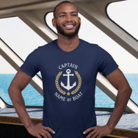 Capitão Seu Nome Do Barco Anchor Dourado Laurel