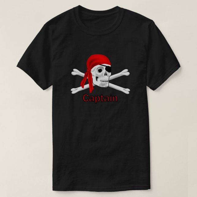 Camiseta Capitão Skull e T-shirt óssea Black 2 (Frente do Design)