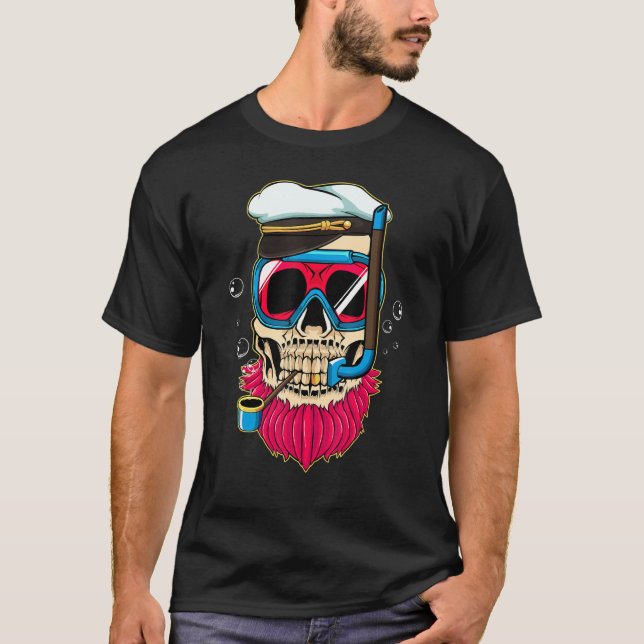 Camiseta Capitão Skull Lazy Halloween Costume Skeleton Bone (Frente)