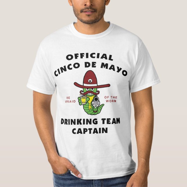 Camiseta Capitão T-shirt da equipe do bebendo de Cinco de (Frente)
