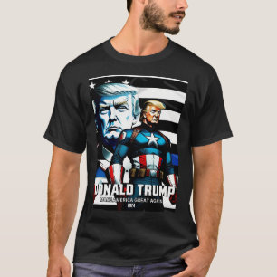Camiseta Capitão Trump Blue Line Flag 3 Faça Excelente Amér