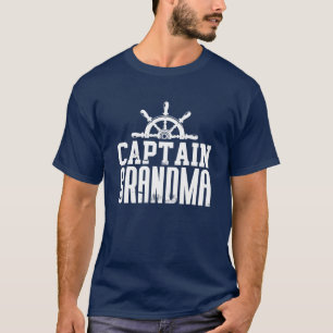 Camiseta Capitão Vovó Família Engraçada Navegando Embarcaçã