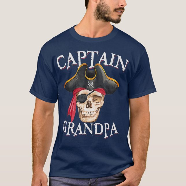 Camiseta Capitão Vovô Halloween Skull Pirate Hat (Frente)