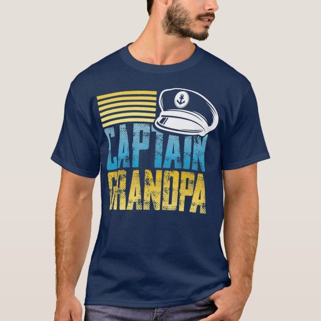 Camiseta Capitão Vovô Navegando Capitão Hat Boat Lover (Frente)