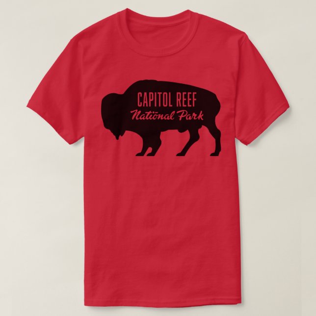 Camiseta Capitólio Reef Parque Nacional Buffalo Negro (Frente do Design)