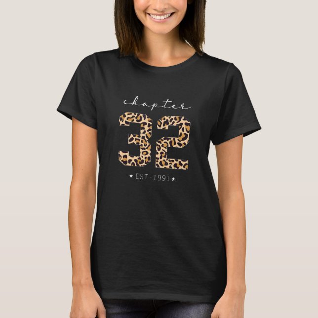 Camiseta Capítulo 32 Est 1991 32th Birthday Leopard Bday 32 (Frente)