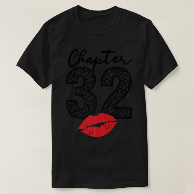 Camiseta Capítulo 32 Lábios Feliz Aniversário Leopardo 32 a (Frente do Design)