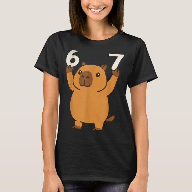Camiseta Capivara 67 Meme Seis Sete Engraçado  (Frente)