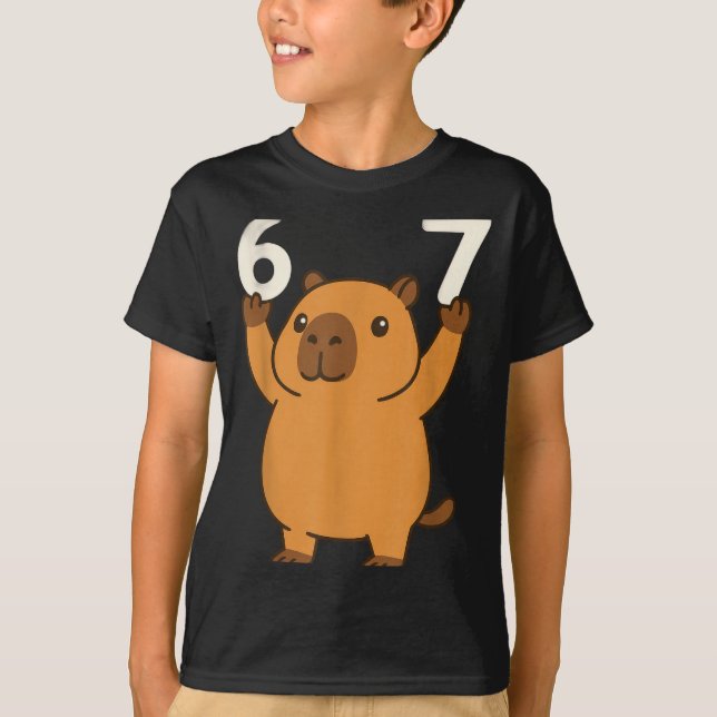 Camiseta Capivara 67 Meme Seis Sete Engraçado  (Frente)