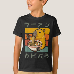 Camiseta Capivara Anime Gráfico Ramen Kawaii Japonês Vinta