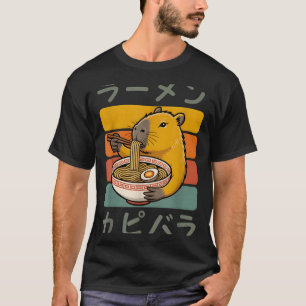 Camiseta Capivara Anime Gráfico Ramen Kawaii Japonês Vinta