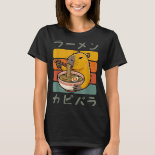 Camiseta Capivara Anime Gráfico Ramen Kawaii Japonês Vinta