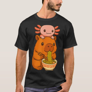 Camiseta Capivara Anime Ramen Axolote Gráfico Engraçado Kaw
