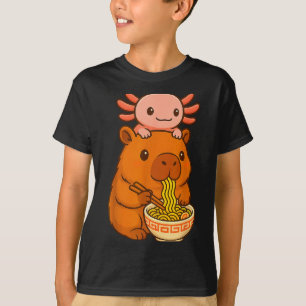 Camiseta Capivara Anime Ramen Axolote Gráfico Engraçado Kaw