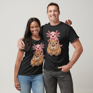 Camiseta Capivara Axolote Kawaii Amante de Animais Dia de Z