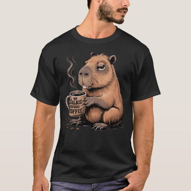 Camiseta Capivara Bebedor de Café Sem Conversa Antes do Caf (Frente)