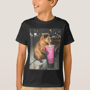 Camiseta Capivara bebendo chá boba gelado meme engraçado de