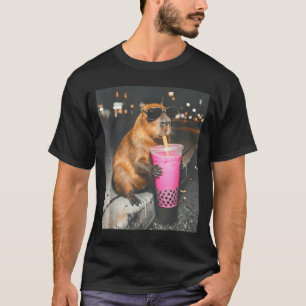 Camiseta Capivara bebendo chá de boba gelado meme engraçado
