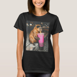 Camiseta Capivara bebendo chá de boba gelado meme engraçado