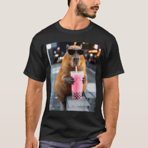 Camiseta Capivara bebendo chá de boba gelado meme engraçado